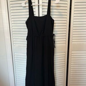 Black Midi Sundress with Wide Straps - Women's